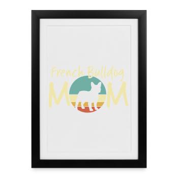 Bouledogue français maman design vintage - Affiche encadrée (27 × 37 cm) - noir - Devant