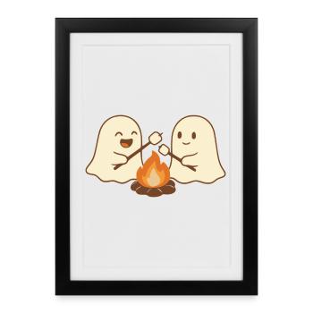 Camp de feu fantôme Halloween - Affiche encadrée (27 × 37 cm) - noir - Devant