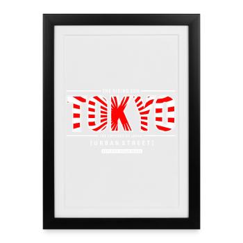 Rue urbaine Tokyo Sunrise - Affiche encadrée (27 × 37 cm) - noir - Devant