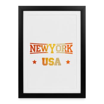 New York USA Vintage Quote - New York Fan - Framed poster (27 × 37 cm) - black - Front