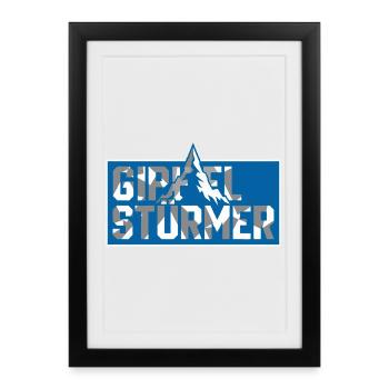 Logo de Gipfel Sturmer au sommet de la montagne - Affiche encadrée (27 × 37 cm) - noir - Devant