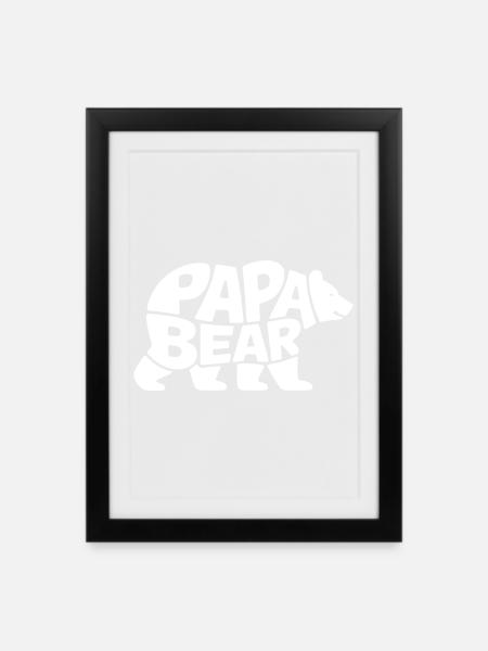 Papa Bear - Indrammet plakat (27 × 37 cm) - sort