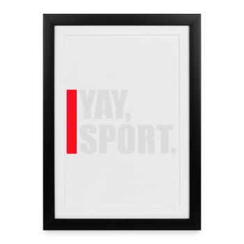 Youpi Go Sports Sarcastique Humour Anti Sports - Affiche encadrée (27 × 37 cm) - noir - Devant