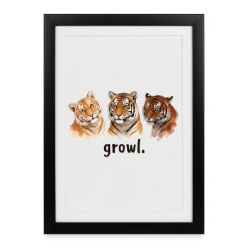 Tiger Roar Funny Tiger Roar for Tigerliebha - Framed poster (27 × 37 cm) - black - Front