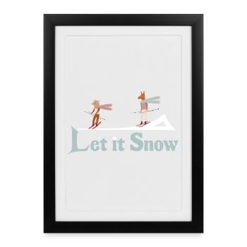 Let It Snow Winter Illustration - Framed poster (27 × 37 cm) - black - Front