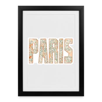 Carte de la ville de Paris - Affiche encadrée (27 × 37 cm) - noir - Devant