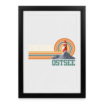 Île USEDOM MER BALTIQUE Vacances Phare Drôle - Affiche encadrée (27 × 37 cm) - noir - Devant