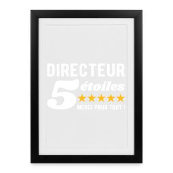 Cadeau Directeur 5 Étoiles - Merci pour tout  - Affiche encadrée (27 × 37 cm) - noir - Devant