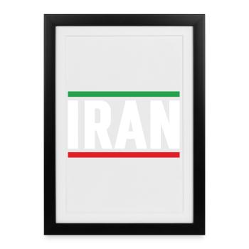 Iran Drapeau Typographie Forte - Affiche encadrée (27 × 37 cm) - noir - Devant