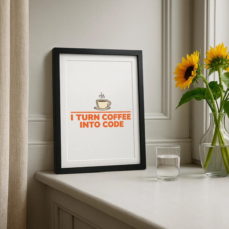 I Turn Coffee Into Code – Programmer Retro Framed poster (27 × 37 cm)