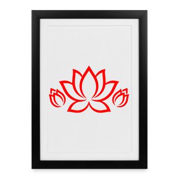Red Lotus Silhouette – Floral Mandala Pattern - Framed poster (27 × 37 cm) - black - Front
