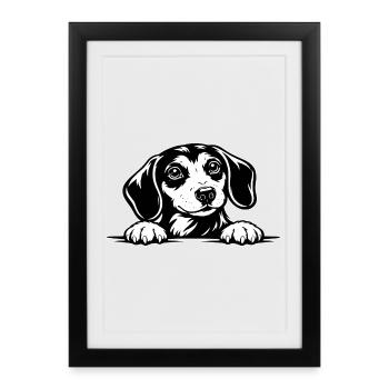 Dachshund with Paw Portrait - Framed poster (27 × 37 cm) - black - Front