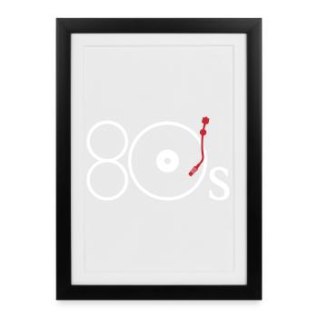 Art rétro de platine Tonearm minimaliste Red DJ Gear Art - Affiche encadrée (27 × 37 cm) - noir - Devant