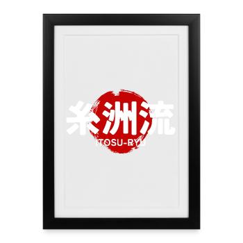 Gymnase d’arts martiaux de karaté Itosu Ryu Kanji japonais - Affiche encadrée (27 × 37 cm) - noir - Devant