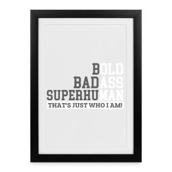 Audacieux, badass Papa Grand-père Surhumain Humour - Affiche encadrée (27 × 37 cm) - noir - Devant