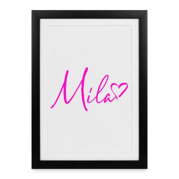 Mila signature Rose Néon - Affiche encadrée (27 × 37 cm) - noir - Devant