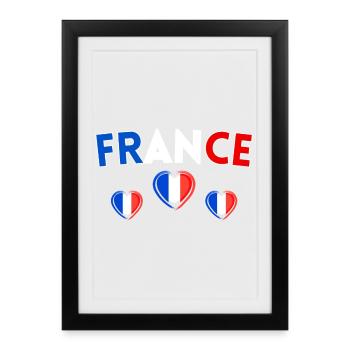 Drapeau France Cadeau Homme Femme France Cadeau - Affiche encadrée (27 × 37 cm) - noir - Devant