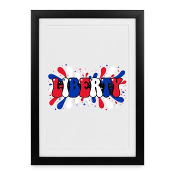 Liberty Splash Bleu Blanc Rouge - Affiche encadrée (27 × 37 cm) - noir - Devant