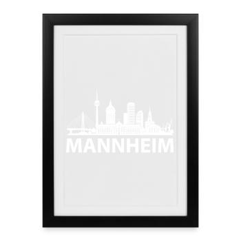 MANNHEIM Skyline weiss - Gerahmtes Poster (27 × 37 cm) - Schwarz - Vorne