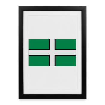 Saint Petroc's Flag - Flag of Devon - Framed poster (27 × 37 cm) - black - Front