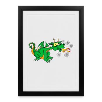 Dragon vert - Affiche encadrée (27 × 37 cm) - noir - Devant