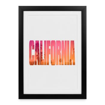 California - plage au coucher de soleil - Affiche encadrée (27 × 37 cm) - noir - Devant