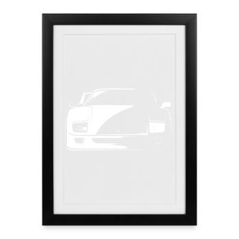 F40 voiture classique icône icône logo symbole voitures - Affiche encadrée (27 × 37 cm) - noir - Devant