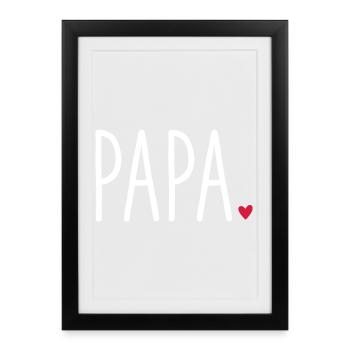 Papa Herz - Geschenk Vatertag Liebe Familie - Gerahmtes Poster (27 × 37 cm) - Schwarz - Vorne