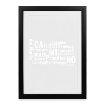 Chemin de Saint-Jacques Camino de Santiago - Affiche encadrée (27 × 37 cm) - noir - Devant