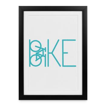 Lignes de vélo sarcelle, art minimaliste - Affiche encadrée (27 × 37 cm) - noir - Devant
