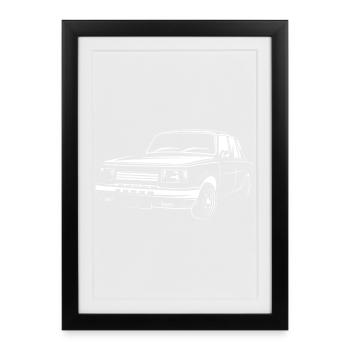 wartburg retro Auto Osten DDR Symbol Logo Grafik - Gerahmtes Poster (27 × 37 cm) - Schwarz - Vorne