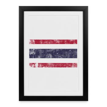 Drapeau Thaïlande Drapeau Grunge Rétro Vintage - Affiche encadrée (27 × 37 cm) - noir - Devant