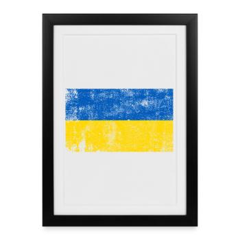 Drapeau Ukraine Drapeau Grunge Rétro Vintage - Affiche encadrée (27 × 37 cm) - noir - Devant