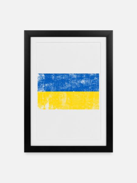 Ukraine Flag Flag Grunge Retro Vintage - Framed poster (27 × 37 cm) - black
