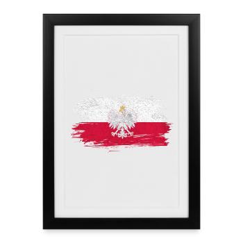 Drapeau vintage de Pologne - Affiche encadrée (27 × 37 cm) - noir - Devant