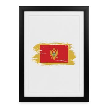 Drapeau vintage du Monténégro - Affiche encadrée (27 × 37 cm) - noir - Devant