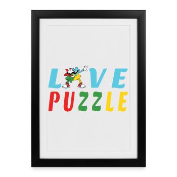 puzzle d'amour - Affiche encadrée (27 × 37 cm) - noir - Devant