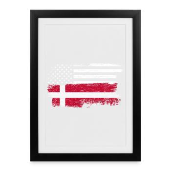 Grunge US Danish Flag Fusion - Framed poster (27 × 37 cm) - black - Front