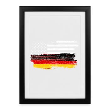 Drapeau Grunge Coup de pinceau - Affiche encadrée (27 × 37 cm) - noir - Devant