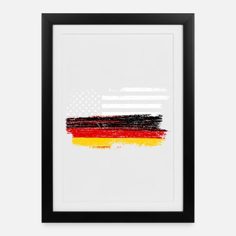 Drapeau Grunge Coup de pinceau - Affiche encadrée (27 × 37 cm) - noir