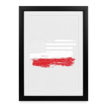 Drapeau américain brossé Art - Affiche encadrée (27 × 37 cm) - noir - Devant