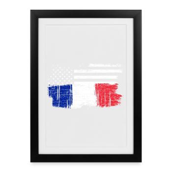 Brush Flag Fusion Stars and Tricolour - Framed poster (27 × 37 cm) - black - Front