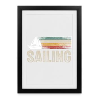 Voilier Voilier Voilier Rétro Vintage - Affiche encadrée (27 × 37 cm) - noir - Devant