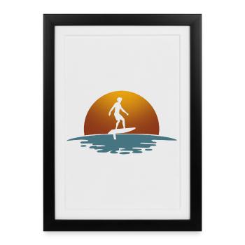 Hydroptère Surf Surf Surfer Hydroptère Surfen - Affiche encadrée (27 × 37 cm) - noir - Devant