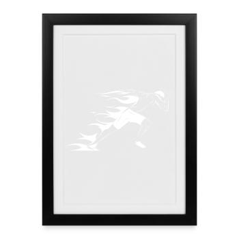 Athlétisme Sports Entraînement Symbole Coureur Graphique - Affiche encadrée (27 × 37 cm) - noir - Devant