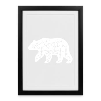 Ours blanc totem de la nature - Affiche encadrée (27 × 37 cm) - noir - Devant