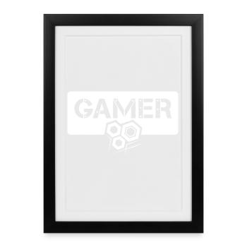 gamer Zahnräder Symbol Logo icon Grafik Schild - Gerahmtes Poster (27 × 37 cm) - Schwarz - Vorne