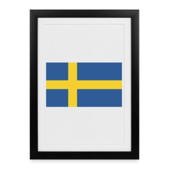 Swedish flag - Framed poster (27 × 37 cm) - black - Front