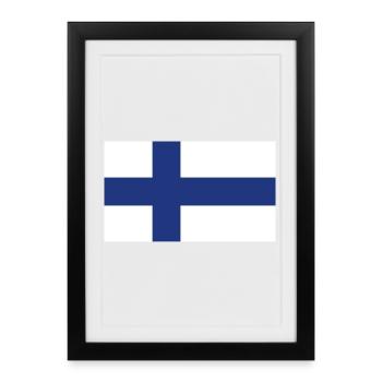 Drapeau national de la Finlande - Affiche encadrée (27 × 37 cm) - noir - Devant