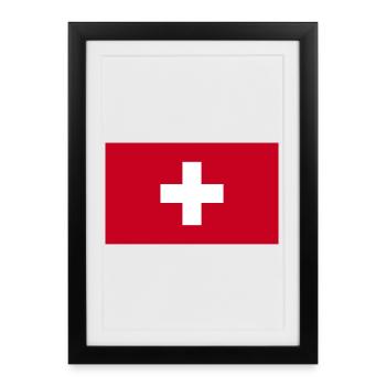 Drapeau national suisse - Affiche encadrée (27 × 37 cm) - noir - Devant